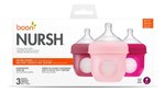 Imagen de Pack X 3 Mamadera Boon anticólico con bolsa y tetina de silicona 4oz (118 Ml)-Rosa
