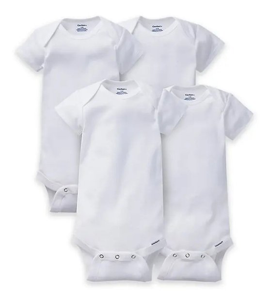 Imagen de Set de 4 bodies blancos mangas cortas blanco Gerber 12 meses