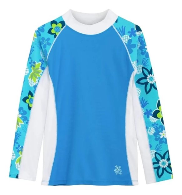 Imagen de Remera Manga Larga Surf Protección Uv Playa Piscina Agua - azul splash - Turquesa - 6 a 7 años