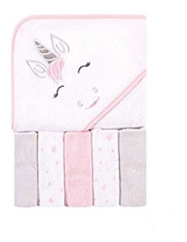 Imagen de Toalla Con Capucha Mas 5 Babitas Toallitas De Cola Bebes Unicornio