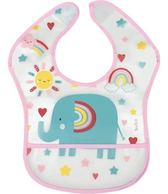 Imagen de Baberos con bolsillo impermeable - elefante arcoiris