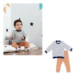 Imagen de Conjunto Remera Manga Larga Rayas Y Pantalón Jogging Bebes Marrón 36 A 42 Meses