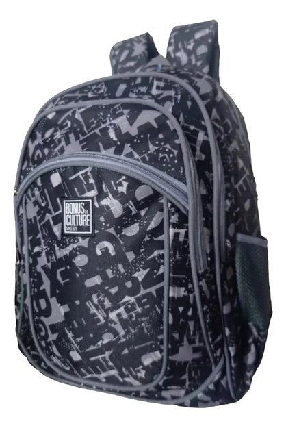 Imagen de Mochilas Infantil Grande Escolar Bolsillos Tamaño 46x30x15cm - Negro - Letras