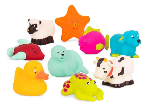 Imagen de Set de 9 animalitos granja/marino silicona para el agua