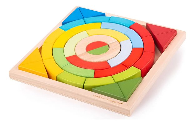 Imagen de Juego madera de construcción con figuras geométricas Bigjigs