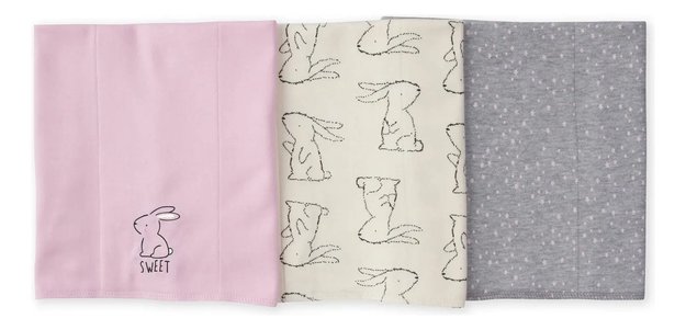Imagen de Pack x3 provecheros de algodón conejos rosa Gerber