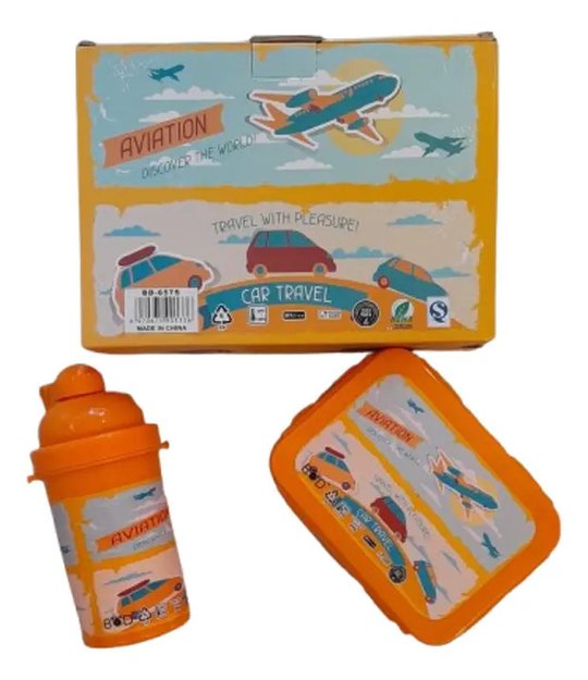 Imagen de Lanchera ,Vaso  y cubiertos  naranja