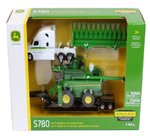 Imagen de Cosechadora John Deere S80 a escala 1:64 con semirremolque y plataforma baja - Set de juego de camión de juguete