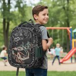 Imagen de Mochilas Infantil Grande Escolar Bolsillos Tamaño 46x30x15cm - Negro - Auto