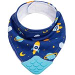 Imagen de Babero bandana Algodón con mordillo-espacio azul