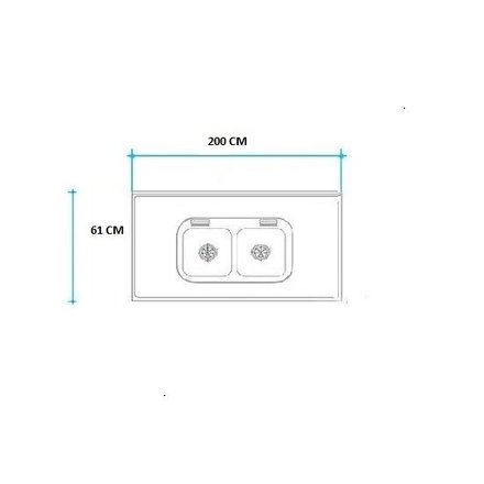 Imagen de Mesada 200cm JOHNSON ac.304 c/resp.sin aguj.c/pileta dob c-37 c