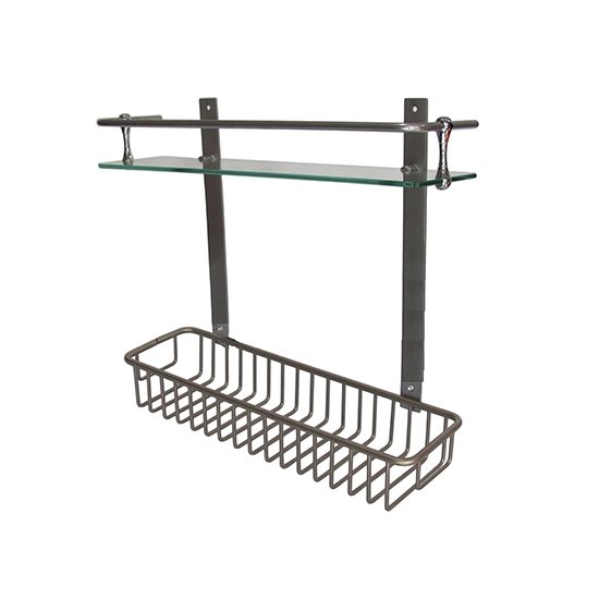 Imagen de Repisa canasto doble 1 cristal bronce cromo total ACCECO AB-1047