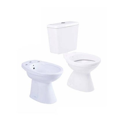 Imagen de Juego baño Capea Italiana bidet + inodoro corto + mochila colgar