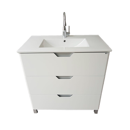 Imagen de Vanitory BUONA Cima blanco 80 cm con mesada loza 1 agujero