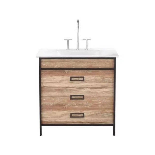 Imagen de Vanitory CAMPI Iron 80 cm c/mesada loza recta 3 Ag.
