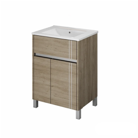 Imagen de Vanitory SCHNEIDER Nature Cajú 80cm - mesada 3 agujeros
