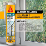 Imagen de SIKASeal-100 (sellador de silicona acética) transparente 280 ml.