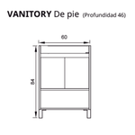 Imagen de Vanitory con patas ESSENZA Nivor Moka 60 cm con mesada losa 1 ag.