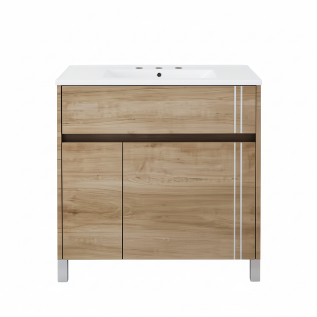 Imagen de Vanitory SCHNEIDER Nature Cajú 70cm - mesada losa 3 agujeros