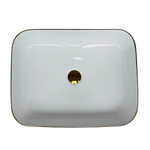 Imagen de Bacha RHAYPIC 50x39x13cm. blanco y dorado c/sopapa 9391B E-178