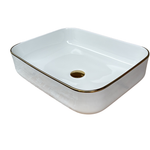 Imagen de Bacha RHAYPIC 50x39x13cm. blanco y dorado c/sopapa 9391B E-178