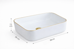 Imagen de Bacha RHAYPIC 50x39x13cm. blanco y dorado c/sopapa 9391B E-178