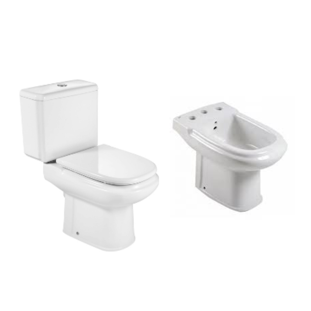 Imagen de Juego baño Roca Dama blanco largo + bidet 3ag