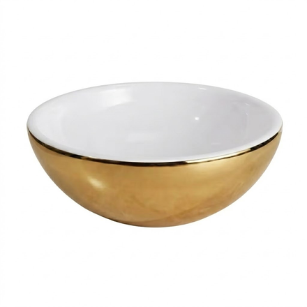 Imagen de Bacha loza redonda 280 x 100 -PF- Aurum bco y dorado XZ-G010-WJ