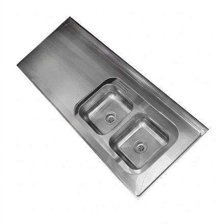 Imagen de Mesada 180cm JOHNSON ac.304 c/resp.sin aguj.c/pileta dob c-37 d
