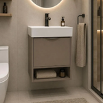 Imagen de Vanitory colgar CAMPI House capuchino 50 blanco con bacha loza 1 Ag.