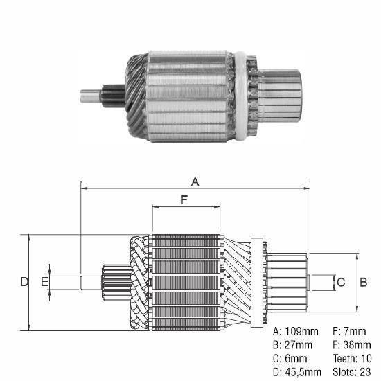 Imagen de INDUCIDO 12V CHEVROLET ASTRA/CORSA/VECTRA (109,5X45,5X10X27)