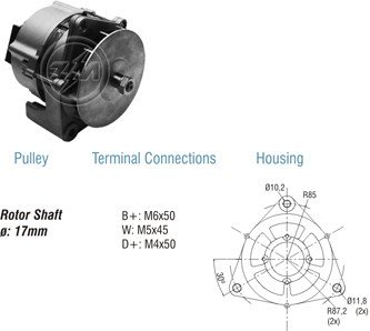 Imagen de ALTERNADOR 12V 90AMP M-BENZ CAMION CONECTOR ANTIGUO