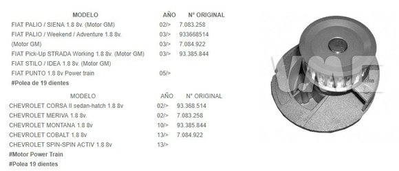 Imagen de BOMBA DE AGUA CHEVROLET CORSA 2/MERIVA 1.8 8V