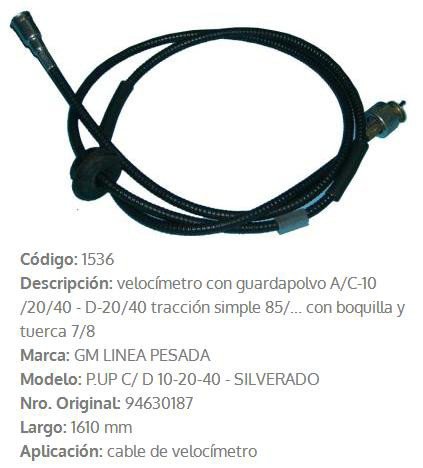 Imagen de CABLE CUENTA KILOMETRO GM D20/D40/SILVERADO 1985 1610MM