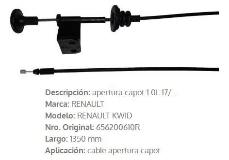 Imagen de CABLE APERTURA DE CAPOT RENAULT KWID 1350MM