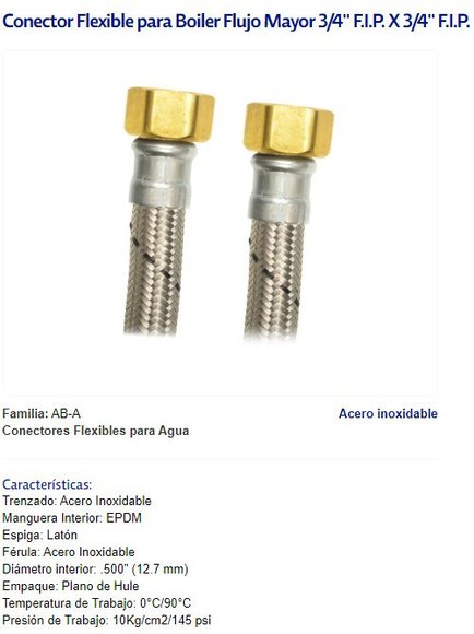 Imagen de COLILLA ACERO INOX. 3/4" HEMBRA/HEMBRA 60CM