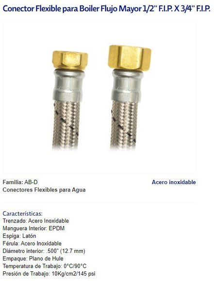 Imagen de COLILLA ACERO INOX. HEMBRA/HEMBRA 1/2X3/4" 40CM