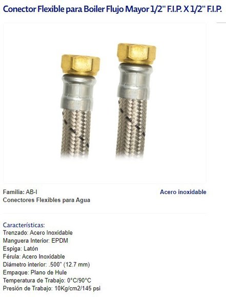 Imagen de COLILLA ACERO INOX. HEMBRA/HEMBRA 1/2X1/2" 30CM