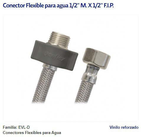 Imagen de COLILLA MALLA VINILO 1/2"X1/2" MACHO/HEMBRA 60CM