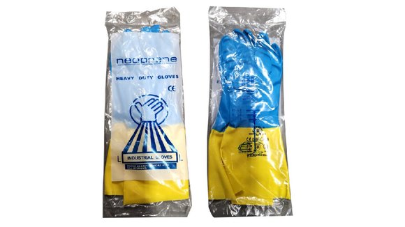 Imagen de GUANTE DE NEOPRENO BI COLOR (AZUL-AMARILLO) TALLE L