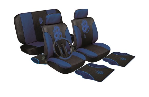 Imagen de KIT JUEGO FUNDAS CUBRE ASIENTO + ALFOMBRAS + CUBRE VOLANTE