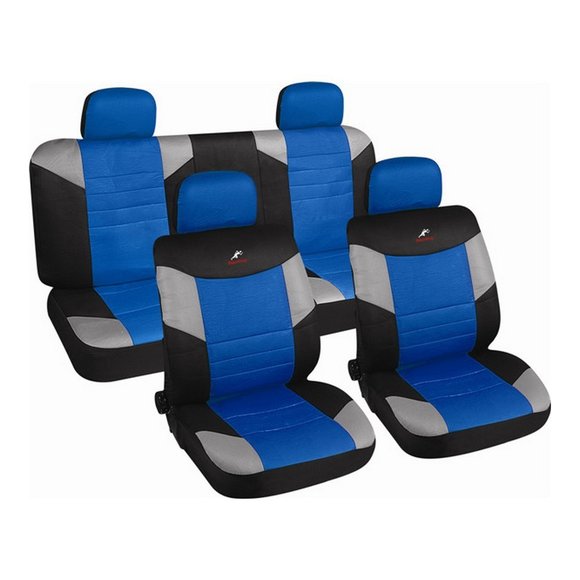 Imagen de JUEGO DE FUNDAS CUBRE ASIENTO COLOR NEGRO, AZUL Y GRIS