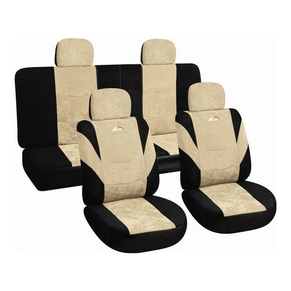 Imagen de JUEGO DE FUNDAS CUBRE ASIENTO COLOR NEGRO Y BEIGE