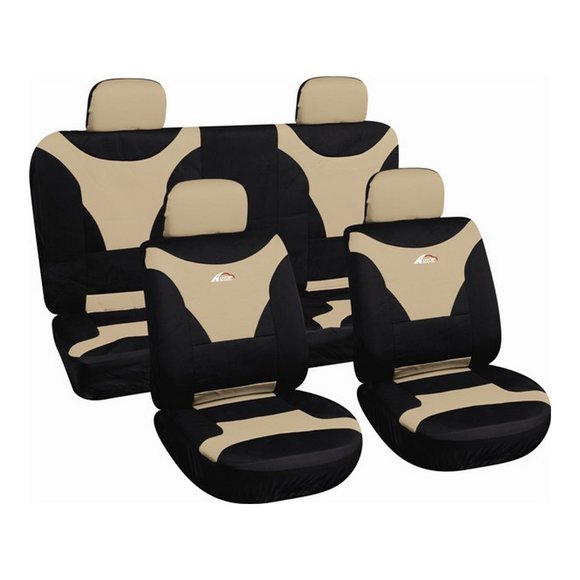 Imagen de JUEGO DE FUNDAS CUBRE ASIENTO COLOR NEGRO Y BEIGE