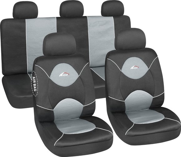 Imagen de JUEGO DE FUNDAS CUBRE ASIENTO COLOR NEGRO Y GRIS