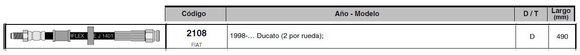 Imagen de FLEXIBLE FRENO DEL FIAT DUCATO 490MM (2 POR RUEDA)