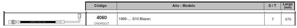 Imagen de FLEXIBLE FRENO TRAS CHEVROLET S10/BLAZER 510MM