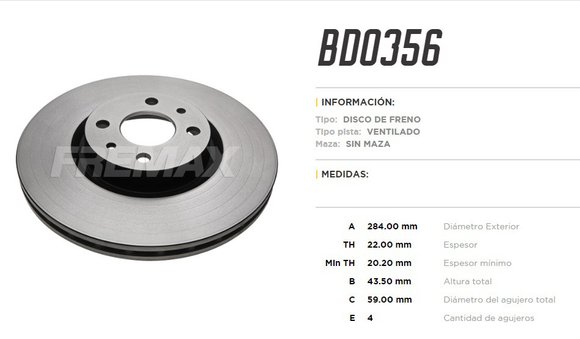 Imagen de DISCO DE FRENO FIAT STRADA ADVENTURE 284MM