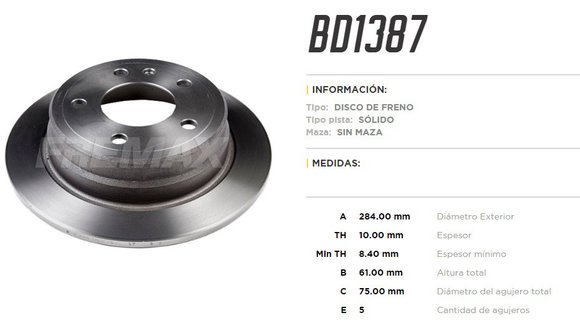 Imagen de DISCO DE FRENO TRASERO BMW 524TD/528/533
