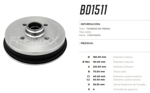 Imagen de CAMPANA DE FRENO VW GOL/PARATI/AMAZON/SANTANA-1993